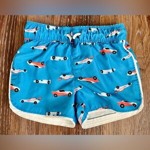 Cat & Jack Toddler Boy Blue Race Car Print Lined Swim Trunks Size 2T